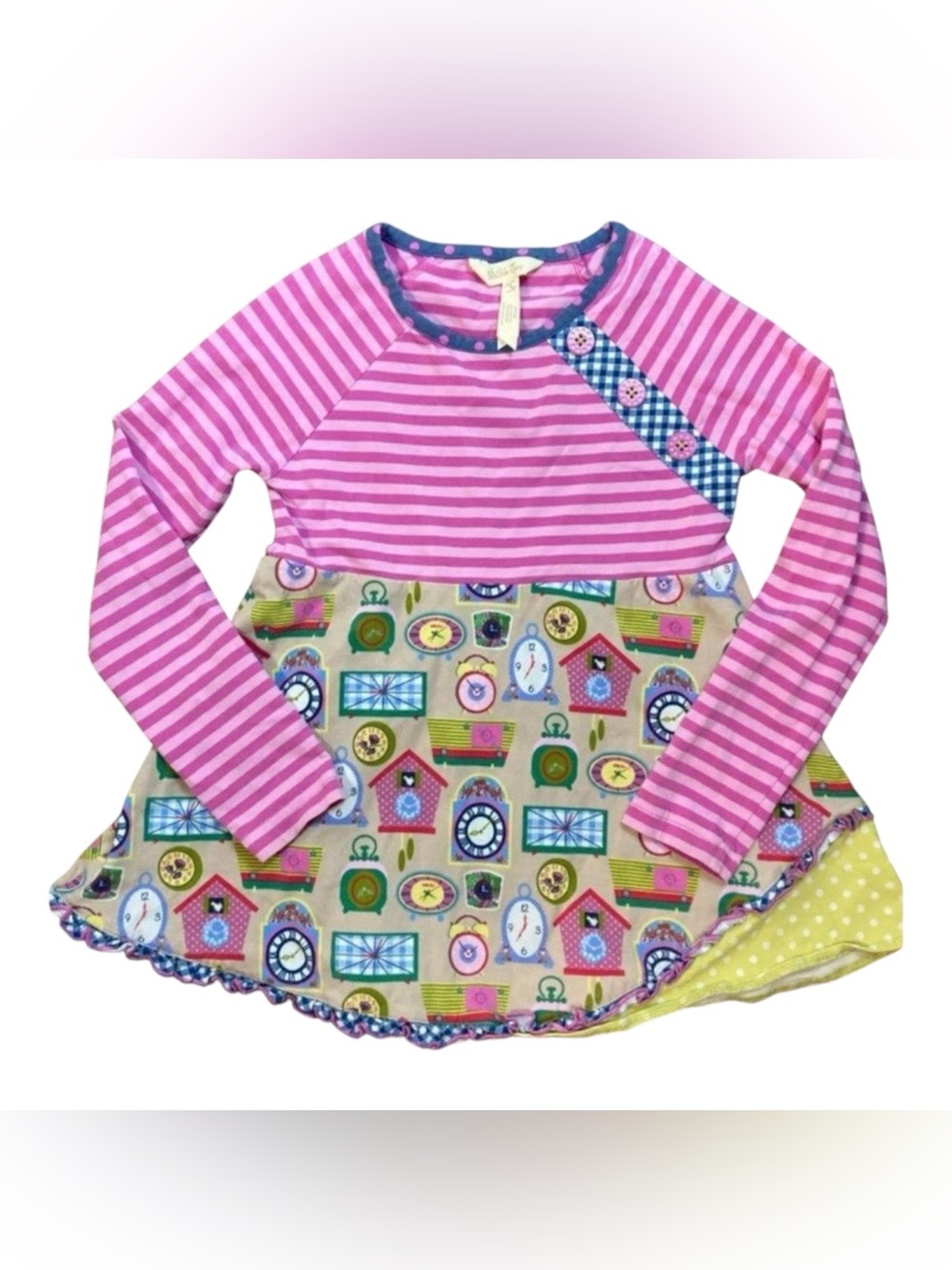 Matilda Jane Dress Girls 6 Make Believe In Disguise Clocks Patchwork Boho
